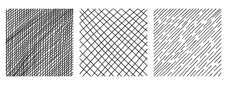 Line textures with different hand drawn patterns. Pencil lines on white bac.. Stock Illustration
