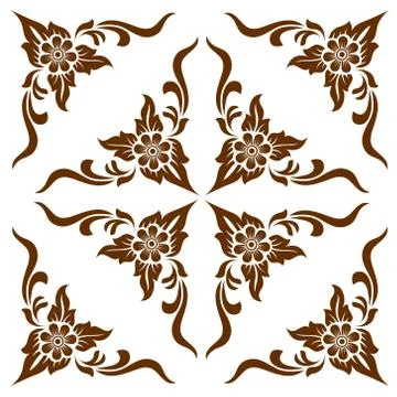 Line thai art pattern vector illustration Stock Illustration