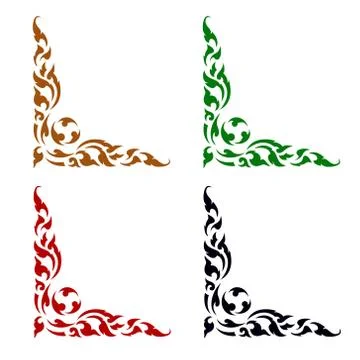 Line thai art pattern vector illustration Stock Illustration