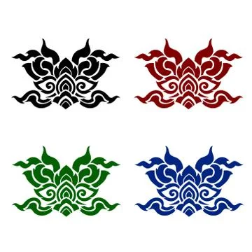 Line thai art pattern vector illustration Stock Illustration