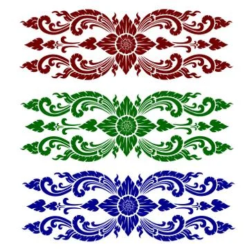 Line thai art pattern vector illustration Stock Illustration