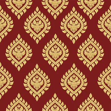 Line thai seamless pattern background Stockillustratie