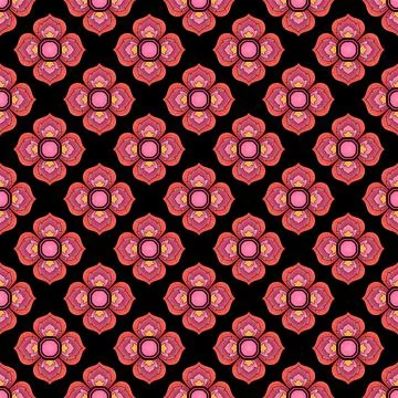 Line Thai seamless pattern on background. Stock Illustration