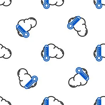 Line Thermometer and cloud icon isolated seamless pattern on white background Stock Illustration