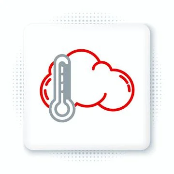 Line Thermometer and cloud icon isolated on white background. Colorful outline Stock Illustration