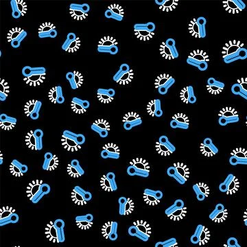 Line Thermometer with sun icon isolated seamless pattern on black background Stock Illustration
