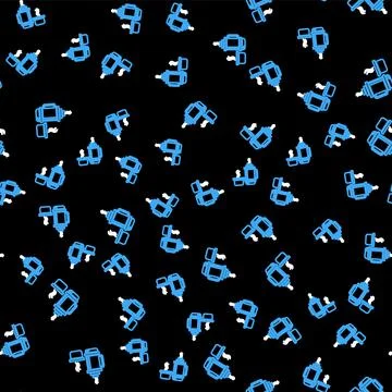 Line Thermos container icon isolated seamless pattern on black background Illustrazione stock