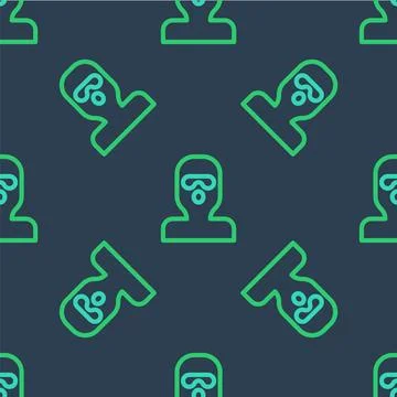 Line Thief mask icon isolated seamless pattern on blue background. Bandit m.. Stock Illustration