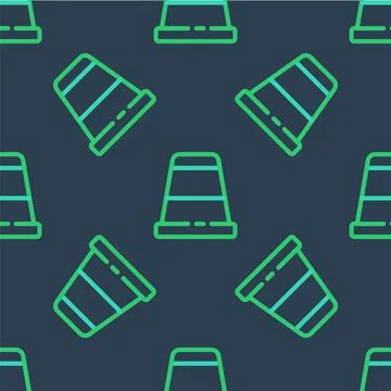 Line Thimble for sewing icon isolated seamless pattern on blue background. .. Stock Illustration