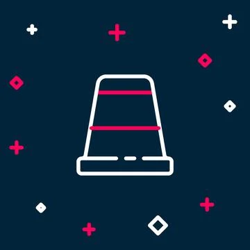 Line Thimble for sewing icon isolated on blue background. Colorful outline .. Stock Illustration
