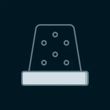 Line Thimble for sewing icon isolated on black background. Flat filled outl.. Stock Illustration