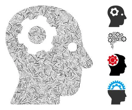Line Thinking Gear Icon Vector Mosaic イラスト素材