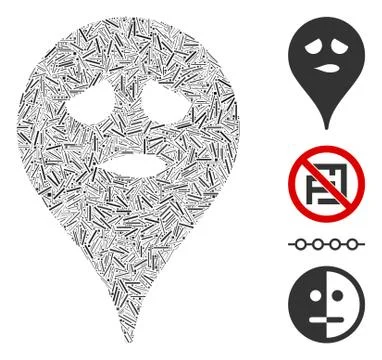 Line Thinking Smiley Map Marker Icon Vector Mosaic 스톡 일러스트