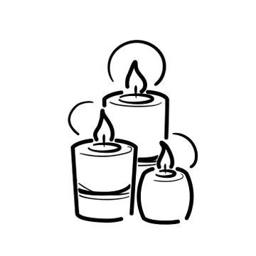Line three candles spa for web social media design. Holiday celebration Stock Illustration