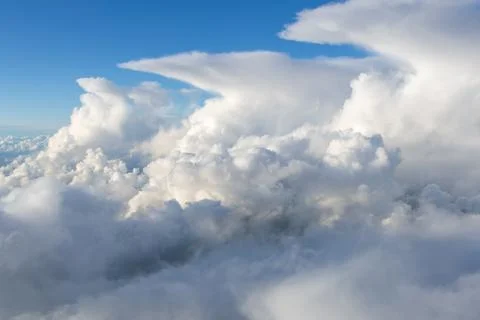 A line of thunderstorms seen from the air Stock Photos