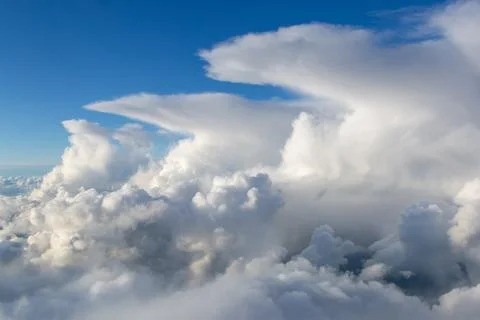 A line of thunderstorms seen from the air Stock Photos