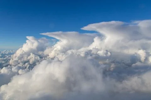 A line of thunderstorms seen from the air Stock Photos