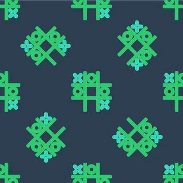 Line Tic tac toe game icon isolated seamless pattern on blue background.  V.. Illustrazione stock