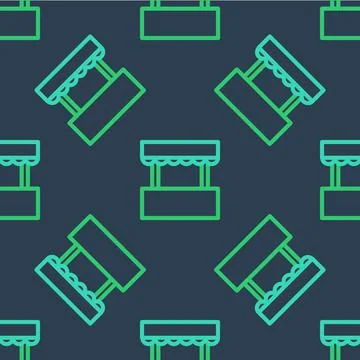 Line Ticket box office icon isolated seamless pattern on blue background. T.. Stock Illustration