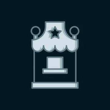 Line Ticket box office icon isolated on black background. Ticket booth for .. 스톡 일러스트