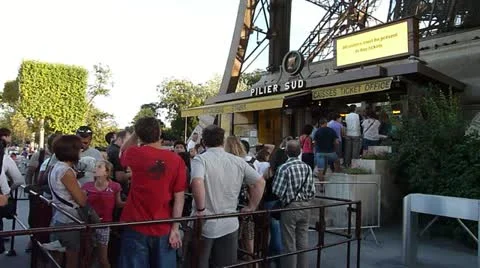 Line for Tickets for Eiffel Tower Stock Footage 11882595