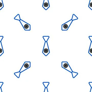 Line Tie with four leaf clover icon isolated seamless pattern on white Stock Illustration