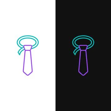 Line Tie icon isolated on white and black background. Necktie and neckcloth.. Stock Illustration