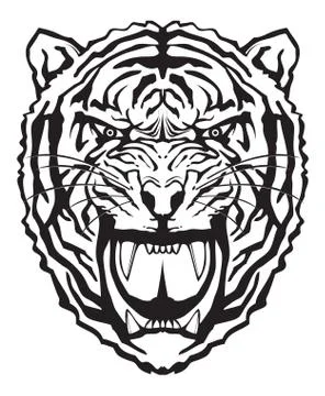 Line tiger face Stock Illustration
