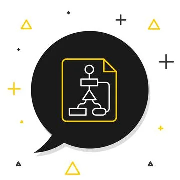 Line Tile flowchart for program design or process management plan icon isolated Stock Illustration
