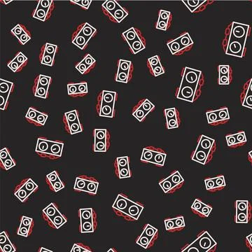 Line Time chess clock icon isolated seamless pattern on black background. Sport Stock Illustration