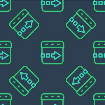 Line Time flies on the clock icon isolated seamless pattern on blue background Stock Illustration