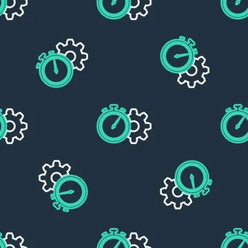 Line Time management icon isolated seamless pattern on black background. Clock Stock Illustration