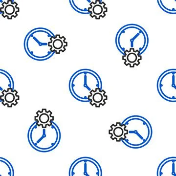 Line Time Management icon isolated seamless pattern on white background. Clock Stock Illustration