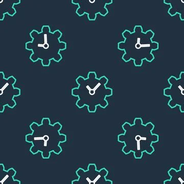 Line Time Management icon isolated seamless pattern on black background. Clock 스톡 일러스트