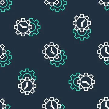 Line Time Management icon isolated seamless pattern on black background. Clock Illustrazione stock