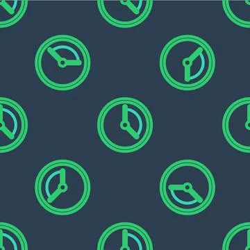 Line Time Management icon isolated seamless pattern on blue background. Clock Illustrazione stock