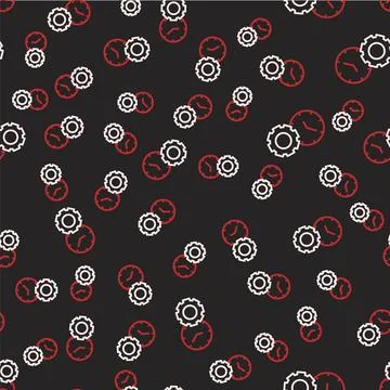 Line Time management icon isolated seamless pattern on black background. Clock Stock Illustration