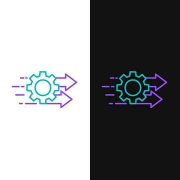 Line Time management icon isolated on white and black background. Clock and.. Stock Illustration