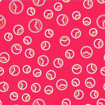 Line Time Management icon isolated seamless pattern on red background. Cloc.. Stock Illustration