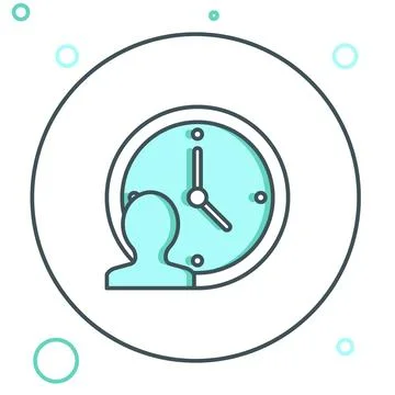 Line Time Management icon isolated on white background. Clock and gear sign.. Stock Illustration
