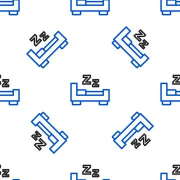 Line Time to sleep icon isolated seamless pattern on white background. Sleepy Illustrazione stock