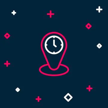 Line Time zone clocks icon isolated on blue background. Colorful outline concept Stock Illustration