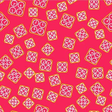 Line Time zone clocks icon isolated seamless pattern on red background. Vector Stock Illustration