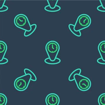 Line Time zone clocks icon isolated seamless pattern on blue background.  V.. Stock Illustration