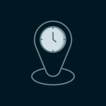 Line Time zone clocks icon isolated on black background. Flat filled outlin.. Stock Illustration