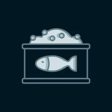 Line Tin can with caviar icon isolated on black background. Flat filled out.. Stock Illustration