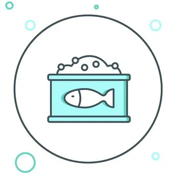 Line Tin can with caviar icon isolated on white background. Colorful outlin.. Stock Illustration