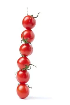 Line of tomatoes isolated Stock Photos