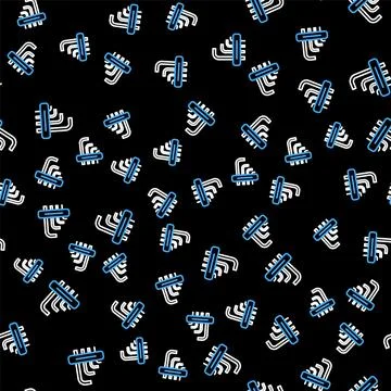 Line Tool allen keys icon isolated seamless pattern on black background. Vector Stock Illustration