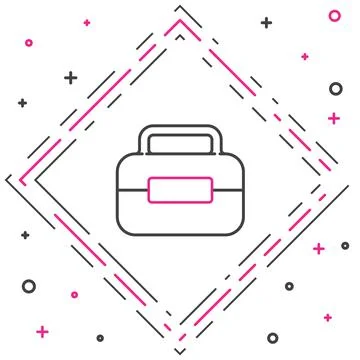 Line Toolbox icon isolated on white background. Tool box sign. Colorful outline Stock Illustration